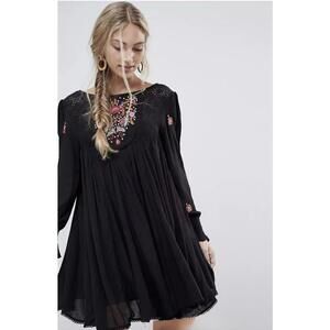 Free People Mohave Bohemian A-Line Embroidered Long Sleeve Dress size S